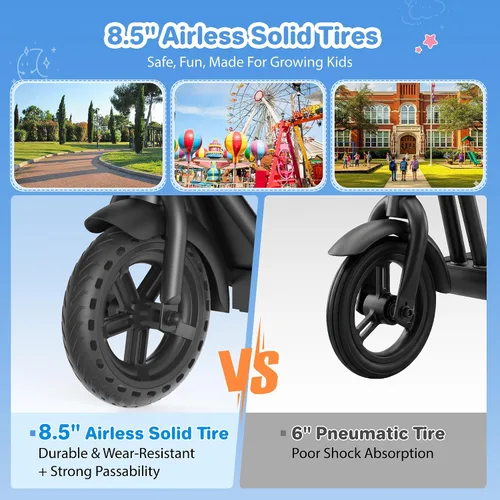 Vista 9 de iScooter Scooter eléctrico para niños 2 en 1 ik7, alcance de hasta 12 mph y Negro oscuro