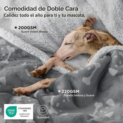 Vista 2 de Bedsure - Mantas impermeables para perros pequeños - Manta de felpa de sherpa con impresión suave lavable para perros y gatos, protector de muebles