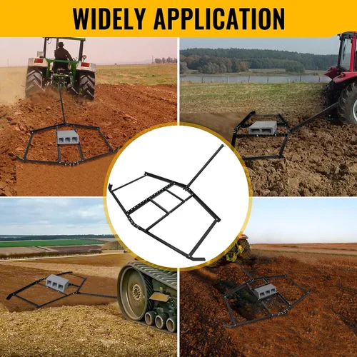 Vista 7 de Grader de entrada de 74 pulgadas de ancho, grada de arrastre de entrada con 2 barras ajustables para nivelación eficiente de campo y césped