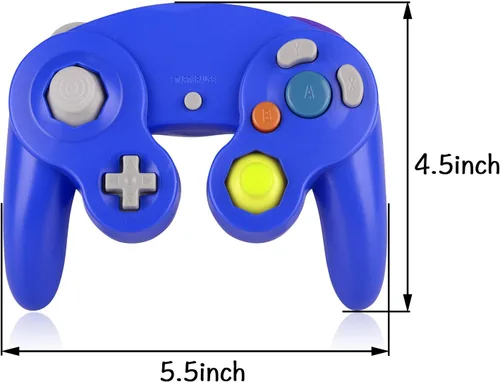 Vista 3 de Paquete de 2 controladores con cable Classic Shock Joypad, compatibles con Wii NGC Gamecube Game Cube (rojo y azul)