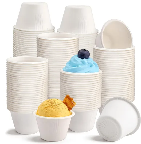 Vista 11 de 200 Piezas Cuencos Biodegradables de Caña de Azúcar Natural de 2 oz, Cuencos de Papel Desechables Cuencos para Sopa Compostables para Ensalada, Sopa