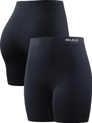 Vista 4 de NELEUS Pantalones cortos de yoga de cintura alta para mujer de 4 pulgadas