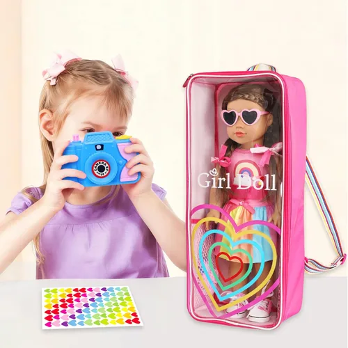 Vista 5 de ZITA ELEMENT - Mochila de viaje para muñeca de 18 pulgadas, estilo arco iris
