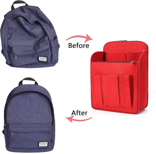 Vista 6 de Yoillione Organizador de mochila de fieltro para mujeres y hombres, mochila de viaje grande con alta capacidad, organizador de bolsas ligeras