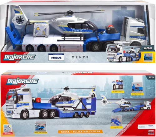 Vista 7 de MOJORETTE - Grand Series Volvo FH-16 Camión de policía (13.8 in) y helicóptero Airbus H135 (10.0 in), escala 1:43, hecho de metal y plástico