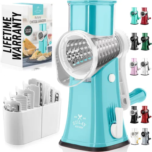 Vista 37 de Zulay Kitchen Rallador Rotativo de Queso de 5 Cuchillas Rallador de Queso - Rallador de Queso Manual de Manivela con Succión Reforzada y 5 Tambores
