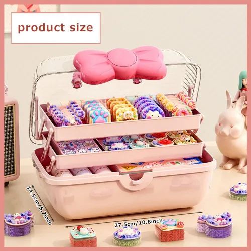 Vista 2 de Thcbme - Caja de almacenamiento de accesorios para el cabello de niñas, caja organizadora de interruptor de lazo, caja de joyería, soporte