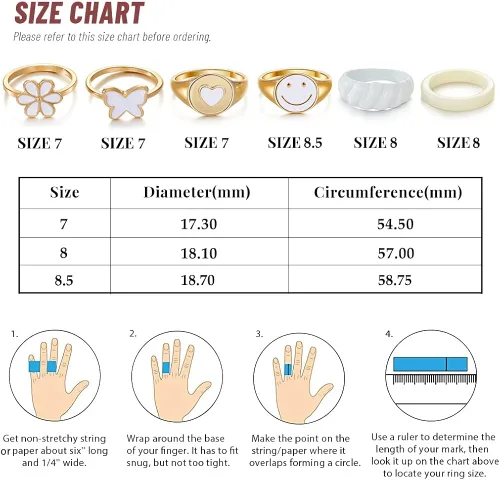 Vista 2 de KISS WIFE Cute Rings Aesthetic Rings for Girls Women Y2K Preppy Jewelry Stackable Joint Finger Rings for Teen Girls Gold White Pink Green Rings Set