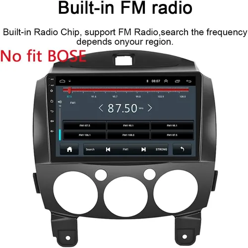 Vista 9 de para Android 13 Mazda 2 Radio 2007-2014 navegación GPS con receptor inalámbrico Carplay Android Auto 9 "IPS HD pantalla táctil Cámara invertida
