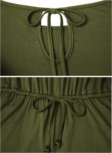 Vista 4 de Mokayee Mono corto de verano para mujer, con lazo frontal, con bolsillos
