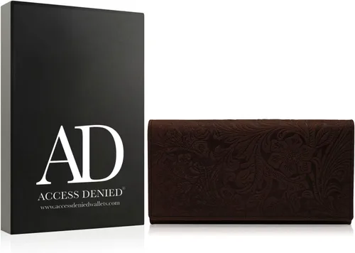 Vista 6 de Organizador de embrague de cuero para mujer Cartera de ante para mujer con estampado floral organizador con caja de regalos para su bloqueo RFID