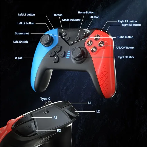Vista 8 de SZDILONG 2Pack Nintendo Switch Controllers with Turbo, Vibration, and Wake-Up Feature for Nintendo SwitchLiteOLED - Ultimate Gaming Experience