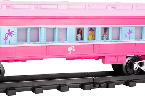 Vista 12 de Lionel Mattel Barbie - Juego de tren de juguete con control remoto, locomotora, vagones de tren y pista con sonidos auténticos de tren, luces