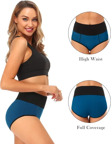 Vista 2 de Ropa interior de algodón para mujer cintura alta sin magdalenas suaves cobertura completa calzoncillos para mujer talla extragrande