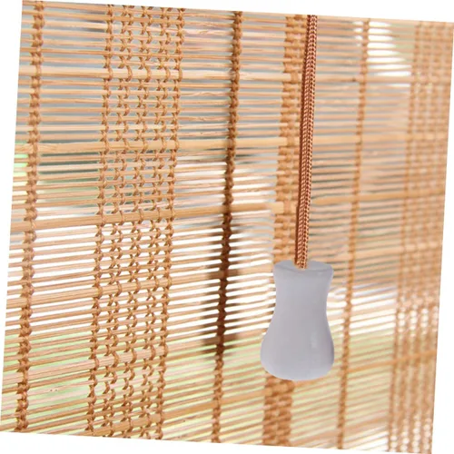 Vista 3 de ORFOFE Borlas de cordón de madera para persianas de ventana, pomos de cordón blanco para persianas