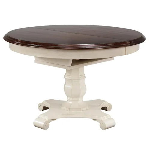 Vista 5 de Sunset Trading DLUADWTPB4866AWTB(4) DLUADWC12AWRTA - Juego de comedor de 5 piezas Andrews con hojas de mariposa, color blanco antiguo