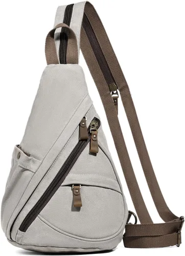 Vista 22 de KL928 Mochila de Lona Tipo Bandolera - Mochila Cruzada Pequeña para Hombro, Mochila Informal Diurna, Mochila para Hombre y Mujer (Versión Grande)