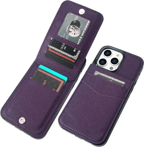 Vista 10 de KIHUWEY Compatible con iPhone 14 Pro Max Funda Cartera Plegable con Soporte para Tarjeta de Crédito, Cierre Magnético de Cuero Premium, Función