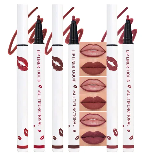 Vista 10 de evpct Lápiz Marcador de Línea de Labios Líquido de Larga Duración, Resistente al Agua, Rojo Oscuro Mate, Marcador de Línea de Labios y Lápiz Labial