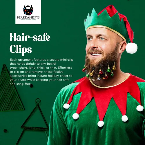 Vista 4 de Beardaments Paquete de luces para barba, luces para el cabello y adornos: las 16 luces originales para barba, 16 luces de cabello y 12 adornos