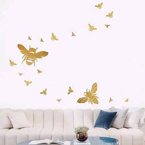 Vista 5 de Calcomanías de pared de abejas de abeja, decoración de pared de abejas doradas, calcomanías para despegar y pegar gold bee decor for walls, wall