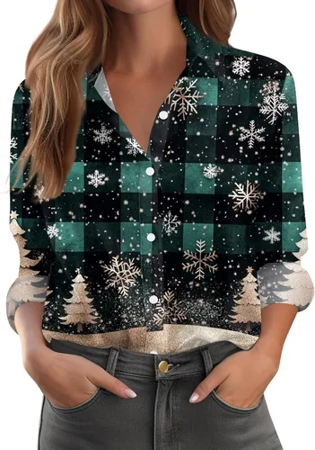 Vista 49 de Camisetas de San Valentín para mujer, camisas con botones, blusas de corazón, elegantes, informales, cuello de solapa, manga larga, suave, cómoda