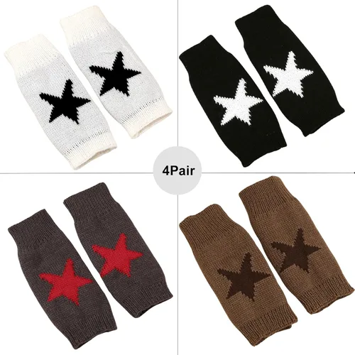 Vista 2 de DKYM 4 piezas calentadores de brazos Y2K guantes sin dedos negros sin dedos para mujer, cálidos Y2K