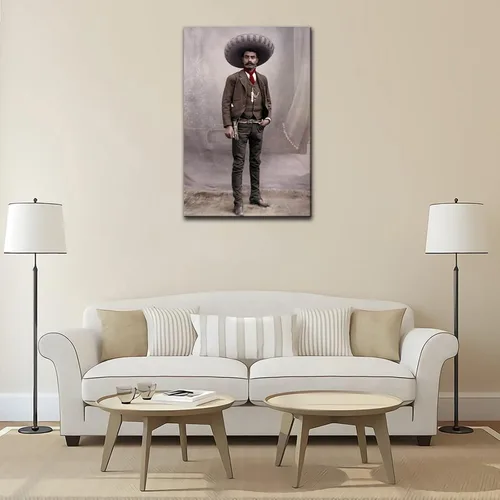 Vista 4 de Zbin Emiliano Zapata - Póster en lienzo con retrato en color para pared, cuadros modernos, decoración de oficina en casa, 08 x 12 pulgadas