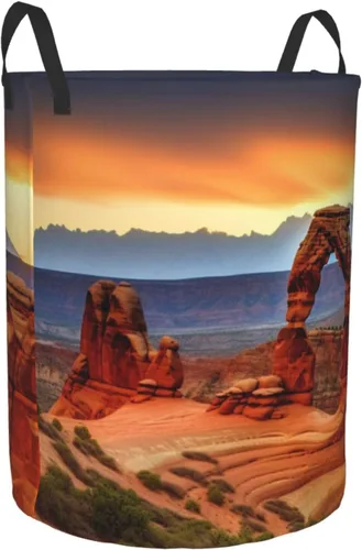 Vista 2 de Arches National Park - Cesta circular impermeable con asas para ropa, juguetes, pequeña