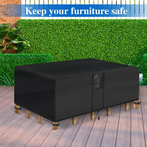 Vista 6 de Funda para Mesa de Café de Exterior - Funda Impermeable Rectangular para Mesa de Café de Patio (36L x 22A x 18Al pulgadas, Negro) Fundas