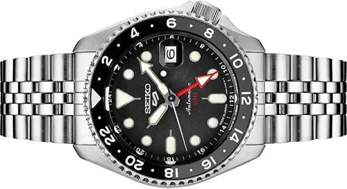 Vista 3 de SEIKO SSK001 5 Reloj deportivo para hombre, tono plateado, 1.673 in, acero inoxidable, negro, Negro
