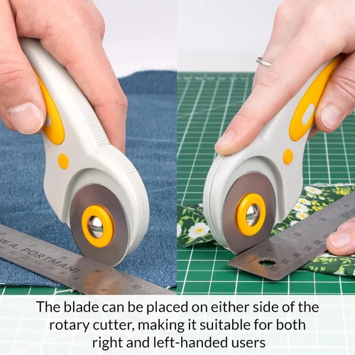 Vista 3 de WA Portman - Cortador o cutter rotativo y tapete de corte auto-reparable – Juego de cortador rotativo con mango texturizado y tapete – Juego