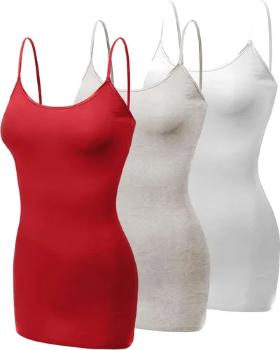 Vista 282 de Emmalise Camisola larga casual básica para mujer, con tirantes ajustables, top en capas