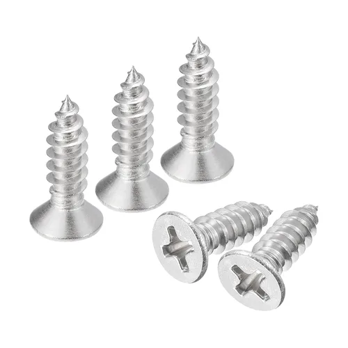 Vista 10 de uxcell Tornillos de chapa metálica de cabeza plana #6x1, 50 tornillos de madera Phillips Drive Tornillos de acero inoxidable 304 Autoperforantes