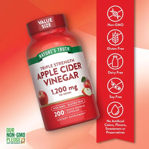 Vista 8 de Nature's Truth Cápsulas de vinagre de sidra de manzana 1200 mg 200 pastillas