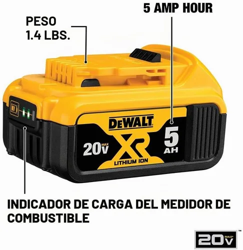 Vista 5 de DEWALT Powerstack - Batería de 20 V Max, recargable, 5 Ah, iones de litio, paquete de 2 (DCBP520-2) y batería de 20 V MAX XR, 5 Ah, paquete de 2