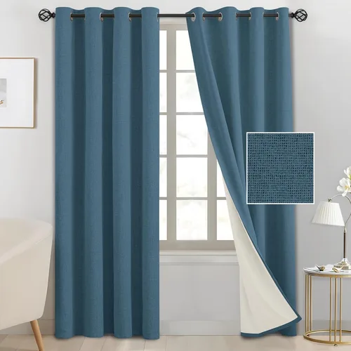 Vista 10 de SimpleHome - Cortinas de lino blanco crema para sala de estar, 84 pulgadas, 2 paneles