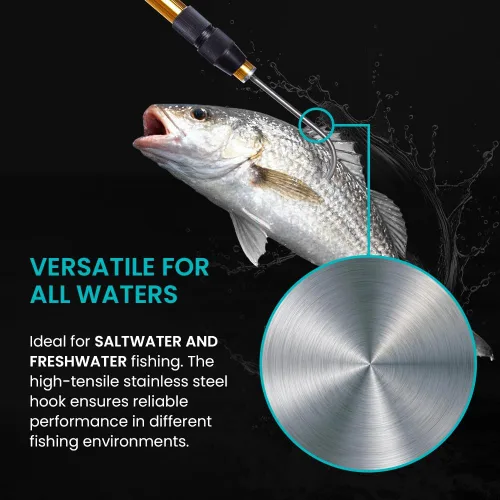 Vista 5 de GAFFER SPORTFISHING Gancho extensible de aluminio para peces con soporte de gancho de lanza de pesca de acero inoxidable afilado