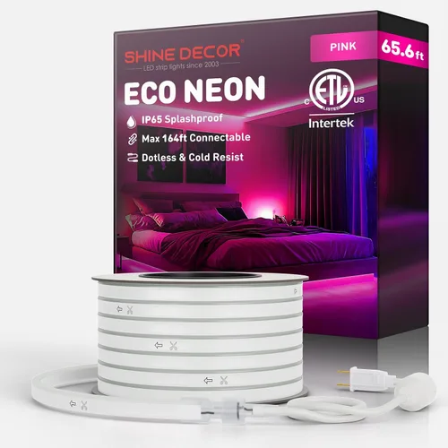 Vista 52 de Shine Decor Tira de luces LED AC 120V, cuerda de neón eco de 120 LED/m sin puntos, conectable y cortable, IP65 impermeable y resistente al clima