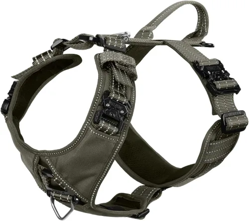 Vista 10 de ICEFANG Arnés de correa para perro con accesorios de metal, para perro de tamaño pequeño, chaleco K9, acolchado suave en forma de Y, arnés ajustable