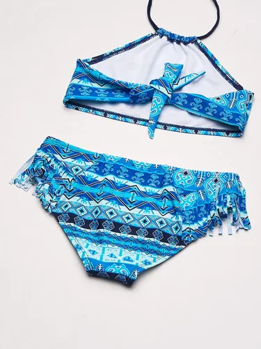 Vista 6 de Kanu Surf Mahina bikini halter de 2 piezas para niñas, traje de baño para playa mahina azul