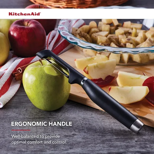 Vista 4 de KitchenAid Rueda de pizza clásica, 9 pulgadas, negro y pelador clásico europeo KE112OHOBA, talla única, color negro 2