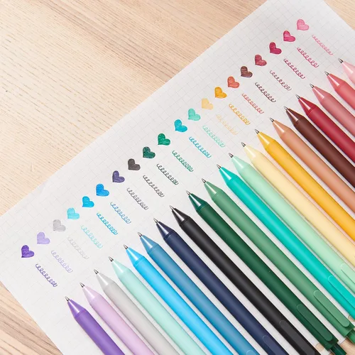 Vista 9 de Kaco Bolígrafos de gel de 20 colores surtidos, 0.5 mm de punta fina, lindos artículos de papelería, bolígrafos retráctiles para diario, toma