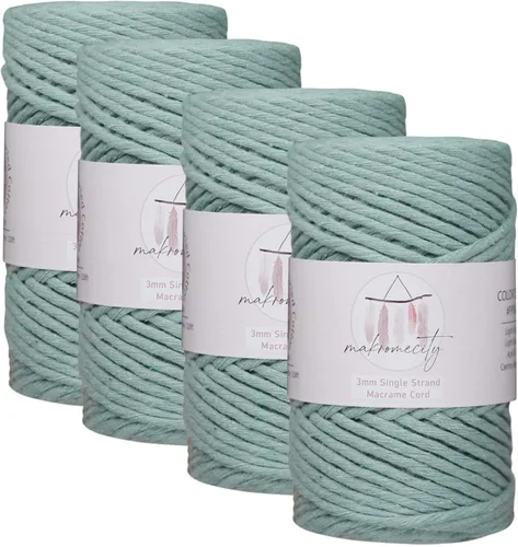 Vista 34 de Makromecity, Cordón de macramé de un solo hilo de 3 mm x 100 yardas (300 pies) de 3 mm de cordón de algodón azul bebé para arte y manualidades