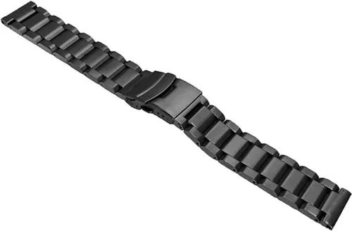 Vista 7 de Extensible de acero inoxidable para reloj, con acabado mate cepillado, de 18mm20mm22mm24mm, doble hebilla, color negro o plateado