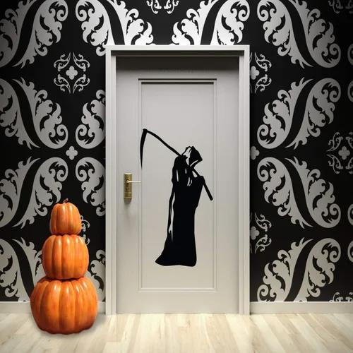 Vista 2 de Calcomanía de vinilo para pared, 41 x 22 pulgadas, decoración de ángel de la muerte de la temporada de Halloween, para adolescentes y adultos