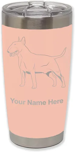 Vista 30 de LaserGram Vaso aislado al vacío de 20 onzas, perro Bull Terrier, grabado personalizado incluido (negro) Engraved Gift for Dog Lovers, Vacuum