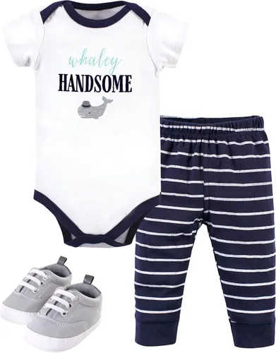 Vista 16 de Little Treasure - Conjunto unisex de mameluco de algodón, pantalón y zapatos para bebé Collar de ancla