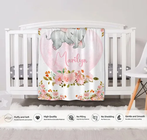 Vista 6 de Manta de bebé personalizada para niñas y niños, manta de bebé personalizada con nombre, mantas de regalo personalizadas súper suaves para niños