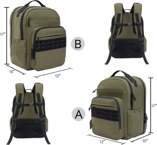 Vista 5 de Mochila de Campo de Tiro Bolsa de Polígono de Tiro para Pistolas y Municiones Fundas de Pistolas con Cremalleras con Cierre Antiexplosión, Táctica